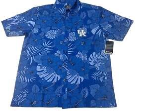 New Kentucky Wildcats Colosseum Royal Blue Tropical Floral Hibiscus Button Down